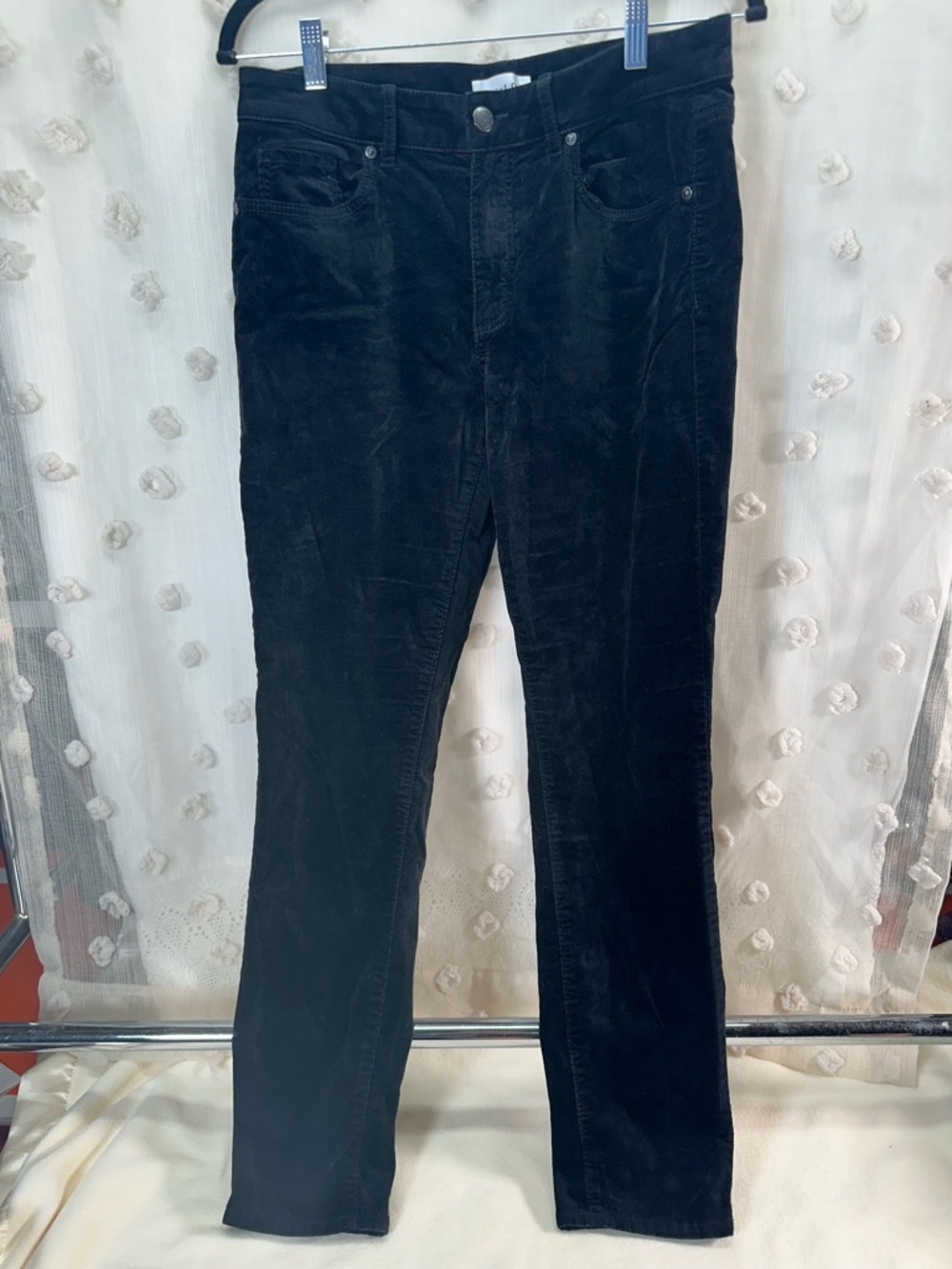 NWOT LOFT Women’s Black Velour Curvy Skinny Pants Size 29/8 - Picture 2 of 6